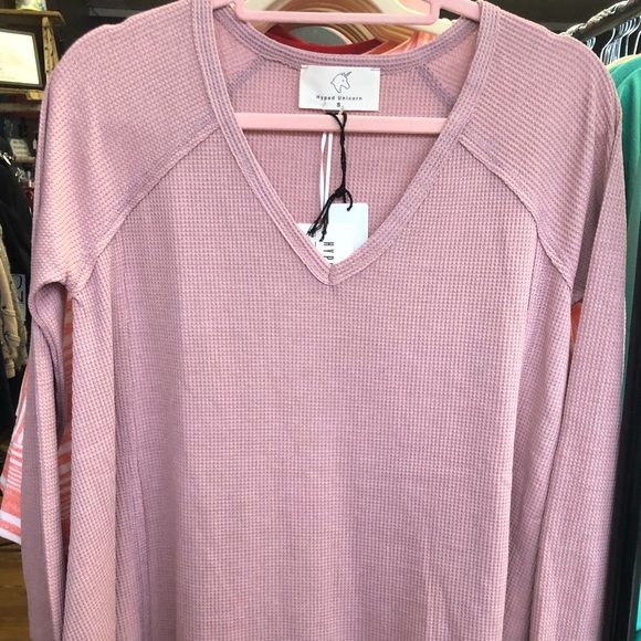 Blush Waffle Raw Edge Cut Slouchy Tunic Top! - Picture 10 of 15